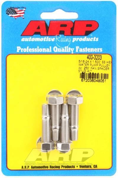 ARP 5/16-24 X 1.500 SS Hex Water Pump Pulley w/ .250in Fan Spacer Stud Kit - 400-3203
