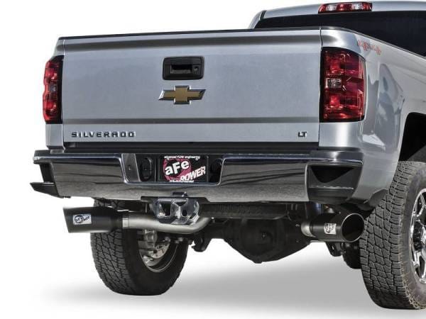 aFe Atlas Exhaust 4in Dual DPF-Back Al Steel w/ Black Tips 16-17 GM Diesel Truck V8-6.6L (td) LML - 49-04080-B thumbnail 2