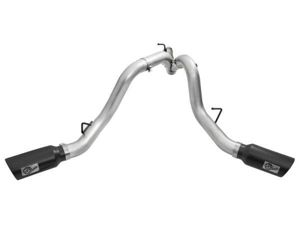 aFe Atlas Exhaust 4in Dual DPF-Back Al Steel w/ Black Tips 16-17 GM Diesel Truck V8-6.6L (td) LML - 49-04080-B thumbnail 4