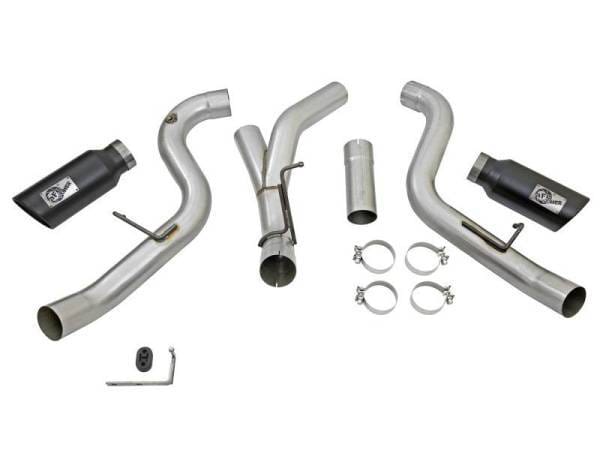 aFe Atlas Exhaust 4in Dual DPF-Back Al Steel w/ Black Tips 16-17 GM Diesel Truck V8-6.6L (td) LML - 49-04080-B thumbnail 7