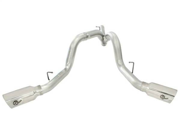 aFe MACHForce XP Exhaust Aluminized Dual Split DPF Back 11-15 GM Diesel Truck V8-6.6L (td) (pol tip) - 49-04043-P thumbnail 3