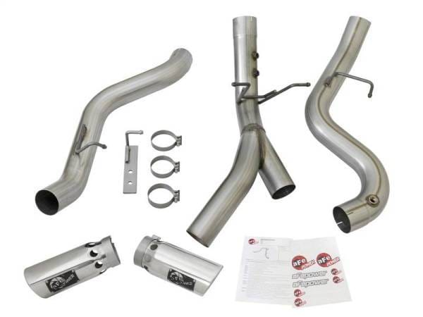 aFe ATLAS 4in DPF-Back Alum Steel Exhaust System w/Dual Exit Polished Tip 2017 GM Duramax 6.6L (td) - 49-04086-P thumbnail 6