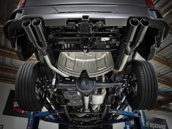 aFe Vulcan Series 4-3in 304SS Exhaust Cat-Back w/ Blk Tips 2019 GM Silverado/Sierra 1500 V8-6.2L - 49-34102-B thumbnail 2