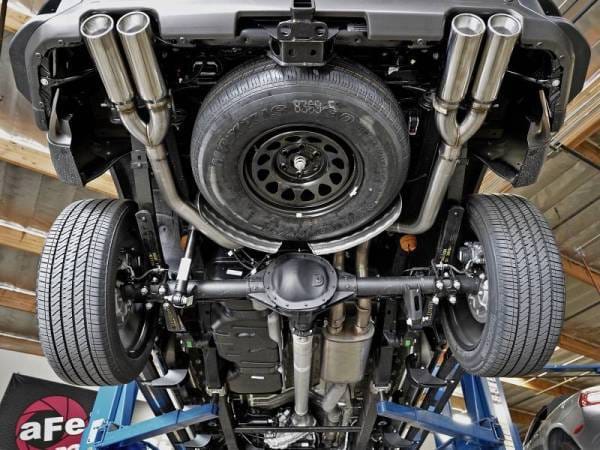 aFe Vulcan Series 4-3in 304SS Exhaust Cat-Back w/ Pol Tips 2019 GM Silverado/Sierra 1500 V8-6.2L - 49-34102-P thumbnail 2