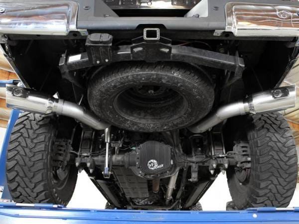 aFe Large Bore-HD 4in 409 Stainless Steel DPF-Back Exhaust w/Polished Tips 15-16 Ford Diesel Truck - 49-43122-P thumbnail 3
