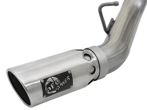 aFe Large Bore-HD 4in 409-SS DPF-Back Exhaust w/Dual Polished Tips 2017 GM Duramax V8-6.6L (td) L5P - 49-44086-P thumbnail 2