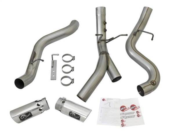 aFe Large Bore-HD 4in 409-SS DPF-Back Exhaust w/Dual Polished Tips 2017 GM Duramax V8-6.6L (td) L5P - 49-44086-P thumbnail 5