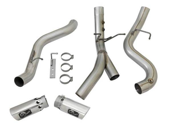 aFe Large Bore-HD 4in 409-SS DPF-Back Exhaust w/Dual Polished Tips 2017 GM Duramax V8-6.6L (td) L5P - 49-44086-P thumbnail 7