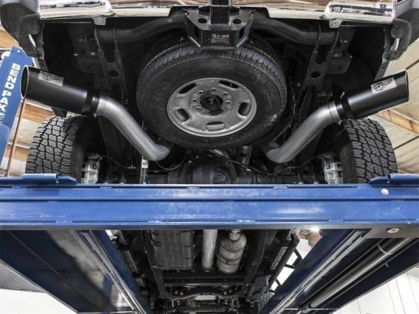 aFe LARGE Bore HD 4in Dual DPF-Back SS Exhaust w/Black Tip 16-17 GM Diesel Truck V8-6.6L (td) LML - 49-44080-B thumbnail 3