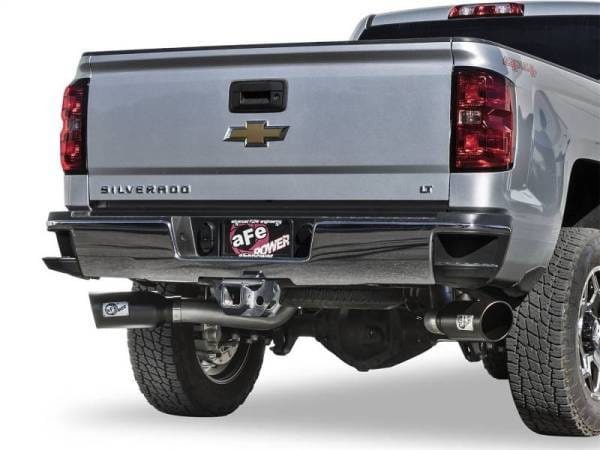 aFe LARGE Bore HD 4in Dual DPF-Back SS Exhaust w/Black Tip 16-17 GM Diesel Truck V8-6.6L (td) LML - 49-44080-B thumbnail 4