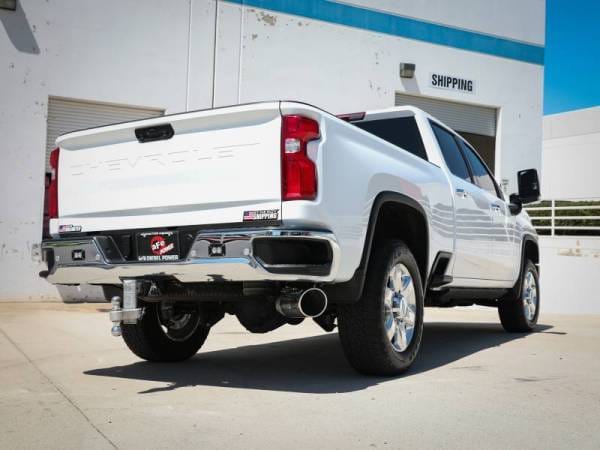 aFe Large Bore-HD 5 IN 409 SS DPF-Back Exhaust System w/Polished Tip 20-21 GM Truck V8-6.6L - 49-44125-P thumbnail 2
