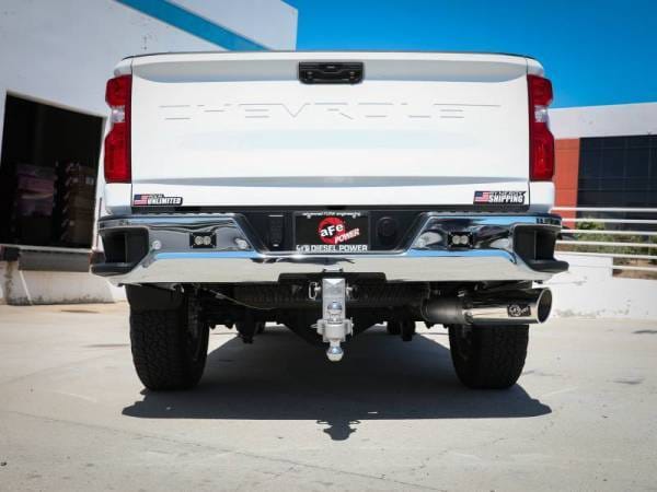 aFe Large Bore-HD 5 IN 409 SS DPF-Back Exhaust System w/Polished Tip 20-21 GM Truck V8-6.6L - 49-44125-P thumbnail 3