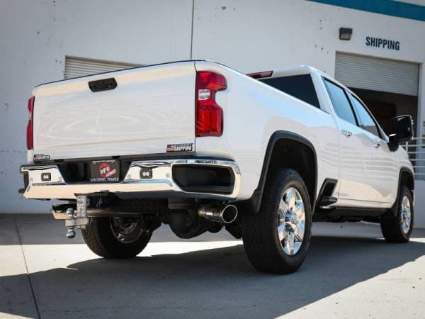 aFe Large Bore-HD 4in 409SS DPF-Back Exhaust System w/Polished Tips 20 GM Diesel Trucks V8-6.6L - 49-44126-P thumbnail 2