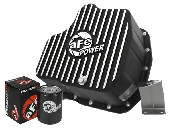 aFe 11-16 GM Diesel Trucks V8-6.6L LML Engine Oil Pan Black POWER Pro Series w/ Machined Fins - 46-71080B