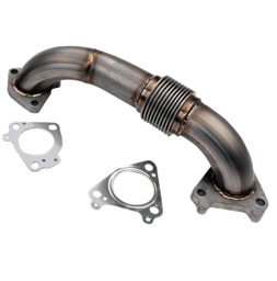 Wehrli Custom Fabrication 2001-2004 LB7 Duramax 2" Stainless Twin Turbo Style Pass Side Up Pipe for OEM or WCFab Manifold with Gaskets - WCF100648