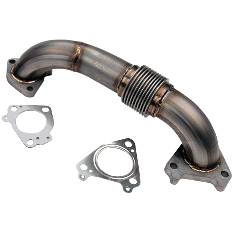 Wehrli Custom Fabrication 2001-2004 LB7 Duramax 2" Stainless Twin Turbo Style Pass Side Up Pipe for OEM or WCFab Manifold with Gaskets - WCF100648