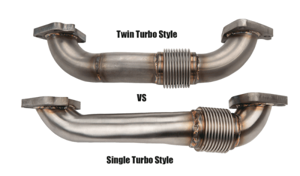 Wehrli Custom Fabrication 2001-2004 LB7 Duramax 2" Stainless Twin Turbo Style Pass Side Up Pipe for OEM or WCFab Manifold with Gaskets - WCF100648 thumbnail 2