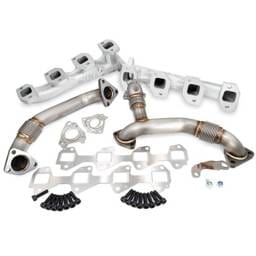 PPE Power High Flow Exhaust Manifolds and Up-Pipes Kit - 2011-2016 GM 6.6L LML California Emissions - Silver - 116112035