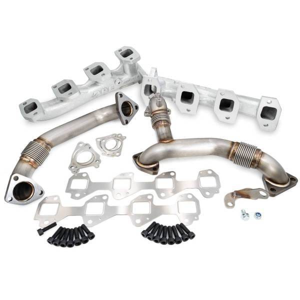 PPE Power High Flow Exhaust Manifolds and Up-Pipes Kit - 2011-2016 GM 6.6L LML California Emissions - Silver - 116112035