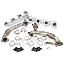 PPE Power High Flow Exhaust Manifolds and Up-Pipes Kit - 2007.5-2010 GM 6.6L LMM California Emissions - Silver - 116111835