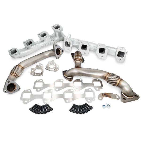 PPE Power High Flow Exhaust Manifolds and Up-Pipes Kit - 2007.5-2010 GM 6.6L LMM California Emissions - Silver - 116111835