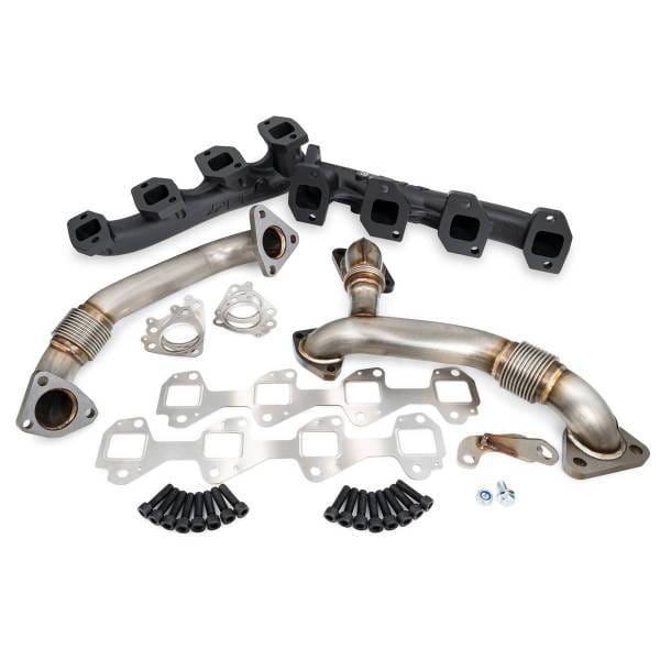 PPE Power High Flow Exhaust Manifolds and Up-Pipes Kit - 2007.5-2010 GM 6.6L LMM California Emissions - Black - 116111820