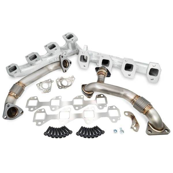 PPE Power High Flow Exhaust Manifolds and Up-Pipes Kit - 2006-2007 GM 6.6L LBZ California Emissions - Silver - 116111635