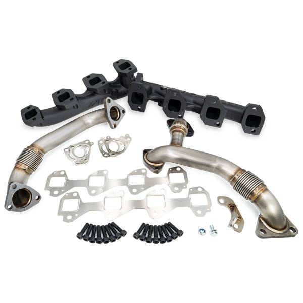 PPE Power High Flow Exhaust Manifolds and Up-Pipes Kit - 2006-2007 GM 6.6L LBZ California Emissions - Black - 116111620