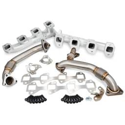 PPE Power High Flow Exhaust Manifolds and Up-Pipes Kit - 2004.5-2005 GM 6.6L LLY California Emissions - Silver - 116111435