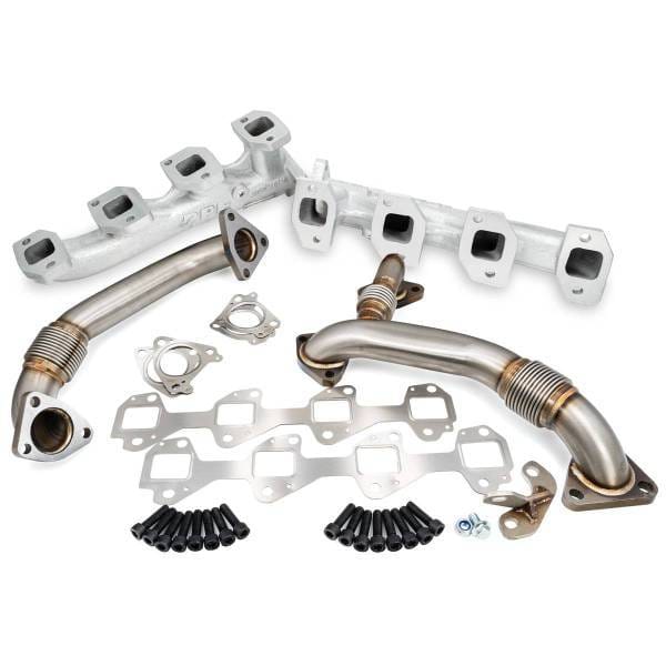 PPE Power High Flow Exhaust Manifolds and Up-Pipes Kit - 2004.5-2005 GM 6.6L LLY California Emissions - Silver - 116111435