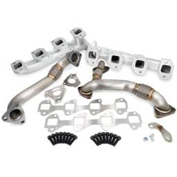 PPE Power High Flow Exhaust Manifolds and Up-Pipes Kit - 2002-2004 GM 6.6L LB7 California Emissions - Silver - 116111235
