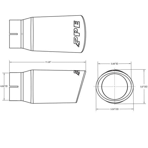 PPE Power Exhaust Tip SS 4" ID w/ 4" pipe 2014-2019 GM 6.6L Duramax  - Polished - 117020100 thumbnail 7