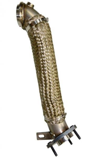 PPE Power Down Pipe - 3" 304 Stainless Steel - GM 6.6L Duramax 2500/3500 HD 2015.5-2016 - 3 Stud Flange - 117000700 thumbnail 2