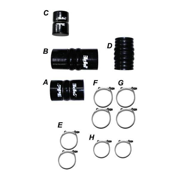 PPE Power Turbo Charge Pipes Silicone Hose Kit with Stainless Steel Clamps - GM 6.6L Duramax 2011-2016 LML - 115911114
