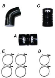 PPE Power Turbo Charge Pipes Silicone Hose Kit with Stainless Steel Clamps - GM 6.6L Duramax 2006-2010 LBZ LMM - 115910610