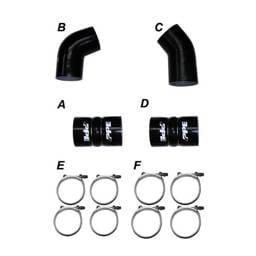PPE Power Turbo Charge Pipes Silicone Hose Kit with Stainless Steel Clamps - GM 6.6L Duramax 2004.5-2005 LLY - 115910405