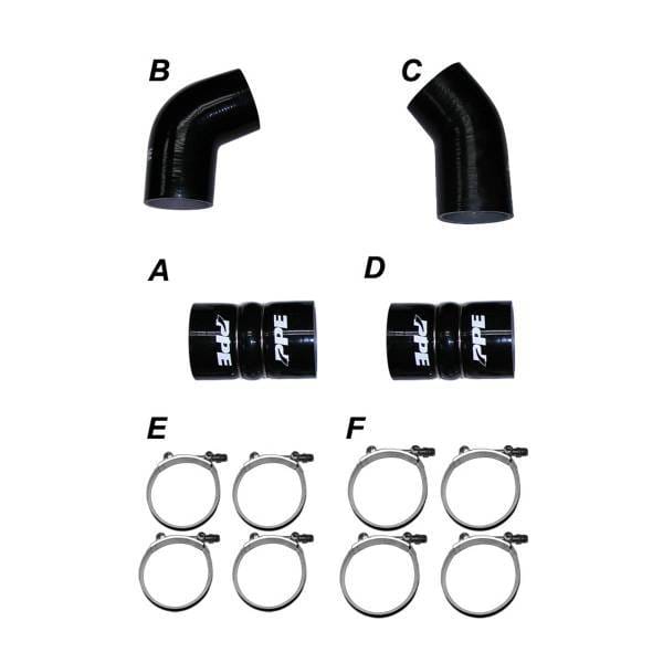 PPE Power Turbo Charge Pipes Silicone Hose Kit with Stainless Steel Clamps - GM 6.6L Duramax 2004.5-2005 LLY - 115910405