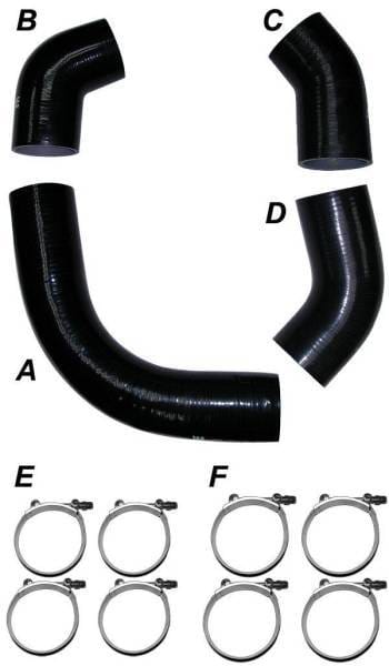 PPE Power Turbo Charge Pipes Silicone Hose Kit with Stainless Steel Clamps - GM 6.6L Duramax 2001 LB7 - 115910101