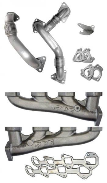 PPE Power High Flow Exhaust Manifolds and Up-Pipes Kit - 2007.5-2010 GM 6.6L LMM California Emissions - Raw - 116111800