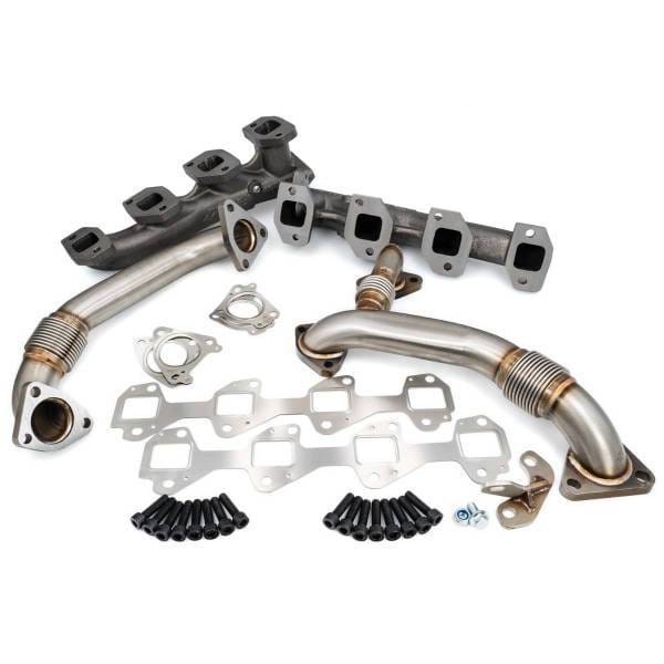 PPE Power High Flow Exhaust Manifolds and Up-Pipes Kit - 2004.5-2005 GM 6.6L LLY California Emissions - Raw - 116111400