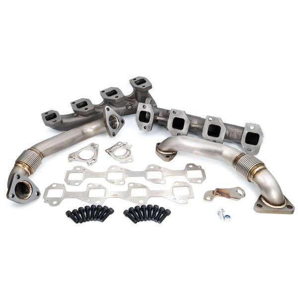 PPE Power High-Flow Exhaust Manifolds and Up-Pipes Kit - GM 6.6L Duramax 2001-2004 Federal/2001 California-Raw - 116111000