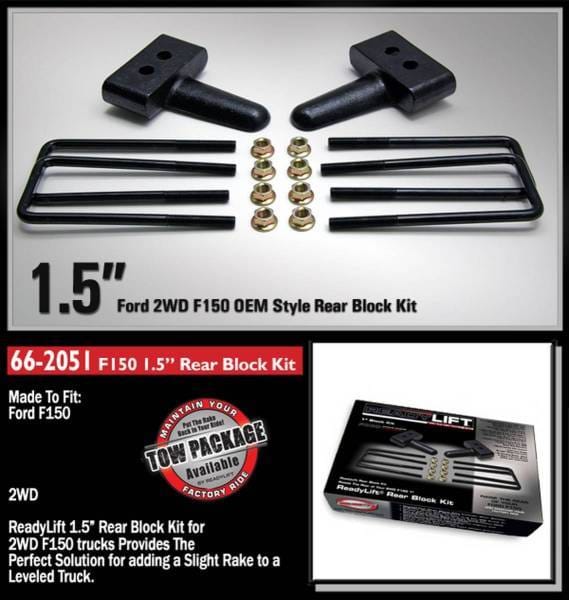 ReadyLift Rear Block Kit 1.5 in. Cast Iron Blocks Incl. Integrated Locating Pin E-Coated U-Bolts Nuts/Washers - 66-2051 thumbnail 2