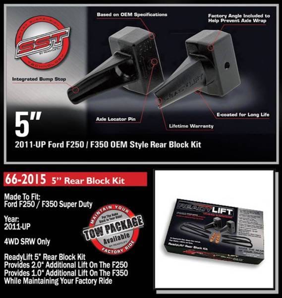 ReadyLift Rear Block Kit 5 in. Flat Cast Iron Blocks Incl. Integrated Locating Pin E-Coated U-Bolts Nuts/Washers - 66-2015 thumbnail 2
