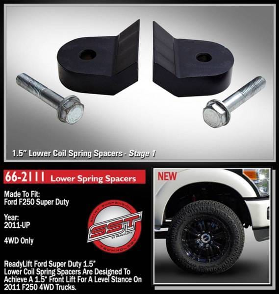 ReadyLift Front Leveling Kit 1.5 in. Lift w/Stage 1 Coil Spacers Allows Up To 35 in. Tire Billet Aluminum Construction w/Black Finish - 66-2111 thumbnail 2