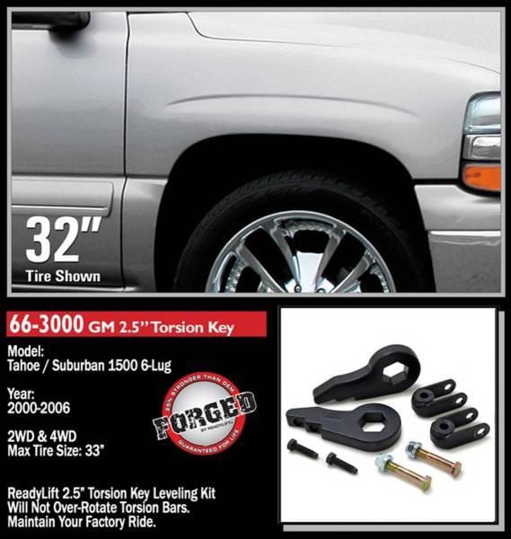 ReadyLift Front Leveling Kit 2.5 in. Lift w/Forged Torsion Key/Adjusting Bolts Allows Up To 33 in. Tire - 66-3000 thumbnail 3