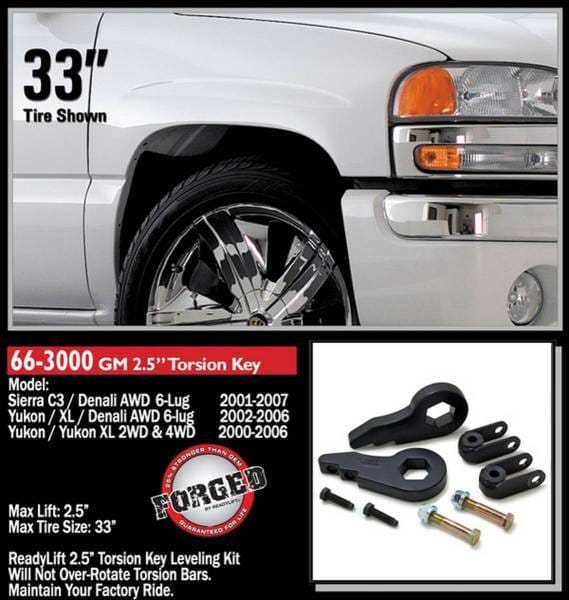 ReadyLift Front Leveling Kit 2.5 in. Lift w/Forged Torsion Key/Adjusting Bolts Allows Up To 33 in. Tire - 66-3000 thumbnail 4
