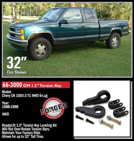 ReadyLift Front Leveling Kit 2.5 in. Lift w/Forged Torsion Key/Adjusting Bolts Allows Up To 33 in. Tire - 66-3000 thumbnail 6