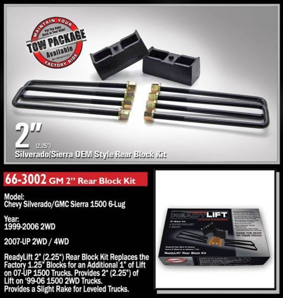 ReadyLift Rear Block Kit 2.25 in. Cast Iron Blocks Incl. U-Bolts All Required Hardware - 66-3002 thumbnail 2