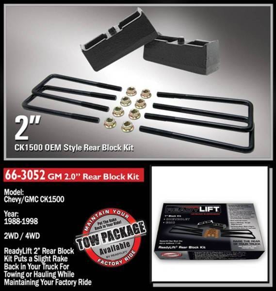 ReadyLift Rear Block Kit 2 in. Cast Iron Blocks Incl. Integrated Locating Pin E-Coated U-Bolts Nuts/Washers - 66-3052 thumbnail 2
