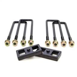 ReadyLift Rear Block Kit 1 in. Cast Iron Blocks Incl. Integrated Locating Pin E-Coated U-Bolts Nuts/Washers For Use w/Factory Top Overloads - 66-3121